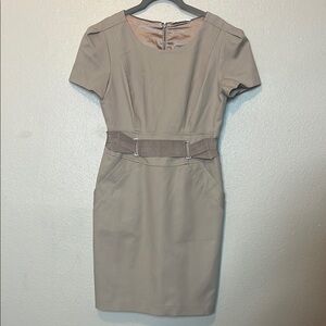 T Tahari‎ Dress Women size 6 Janine Belted Camel Knee-Length